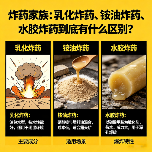 湘桥炸药家族：乳化炸药、铵油炸药、水胶炸药到底有什么区别？
